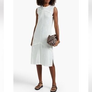 NWOT Derek Lam 10 Crosby Crochet-Trimmed Linen/ Cotton Blend Jersey Dress size S